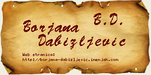 Borjana Dabižljević vizit kartica